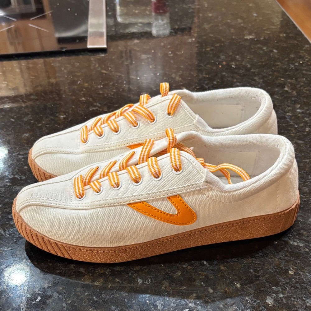 Tretorn Nylite Canvas Sneakers with Orange Accents